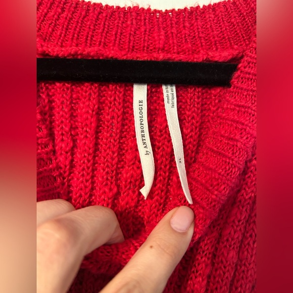 By Anthropologie Mock Neck Red Sweater Tank Knit Size X-Large - Picture 6 of 9
